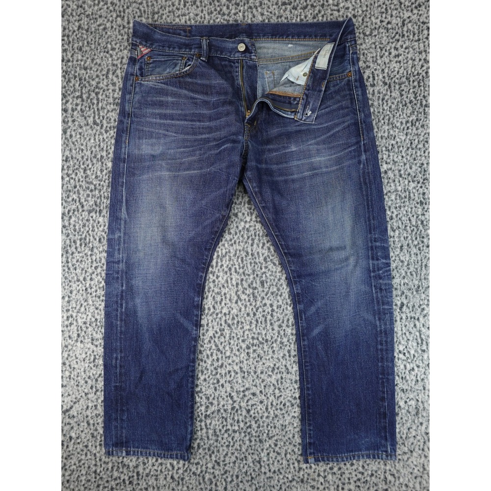 Denim & Supply Ralph Lauren Slim Jeans Mens 36x27 Blue Good Distressed Patch